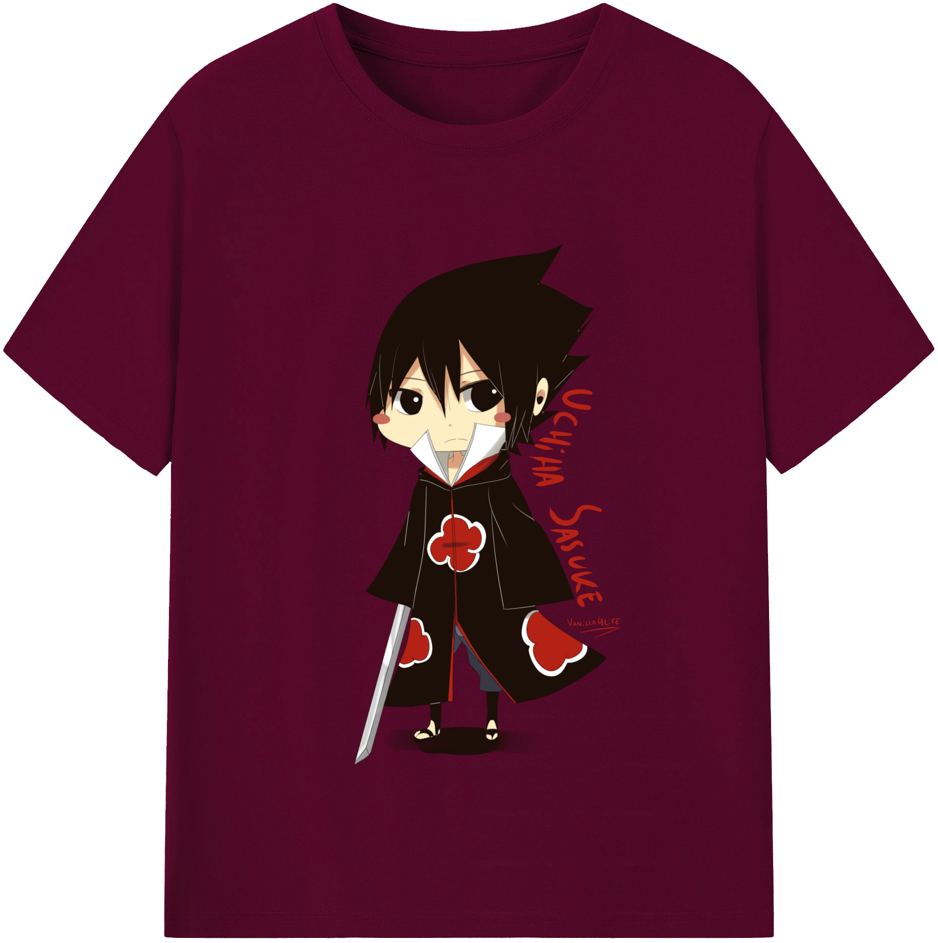 （画像用） NARUTO -ナルト- うちは サスケ Uchiha Sasuke レディースカジュアルプリントTシャツ（綿100％）